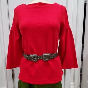 A New Day Valentine's Day Red Boatneck Bell Sleeves 3/4 sleeves top